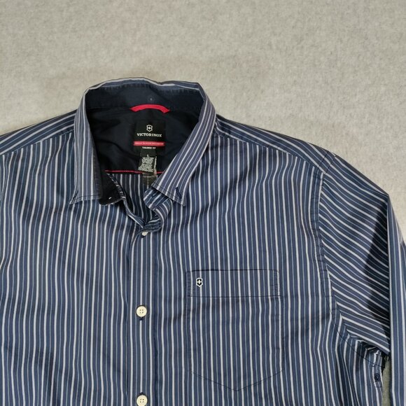 Victorinox Shirt Men Large Tailored Fit Flip Cuff Vented Performance Button Down - Picture 3 of 9